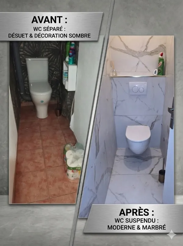 rénovation de toilette faite par rlefebvre plomberie plombier Montpellier