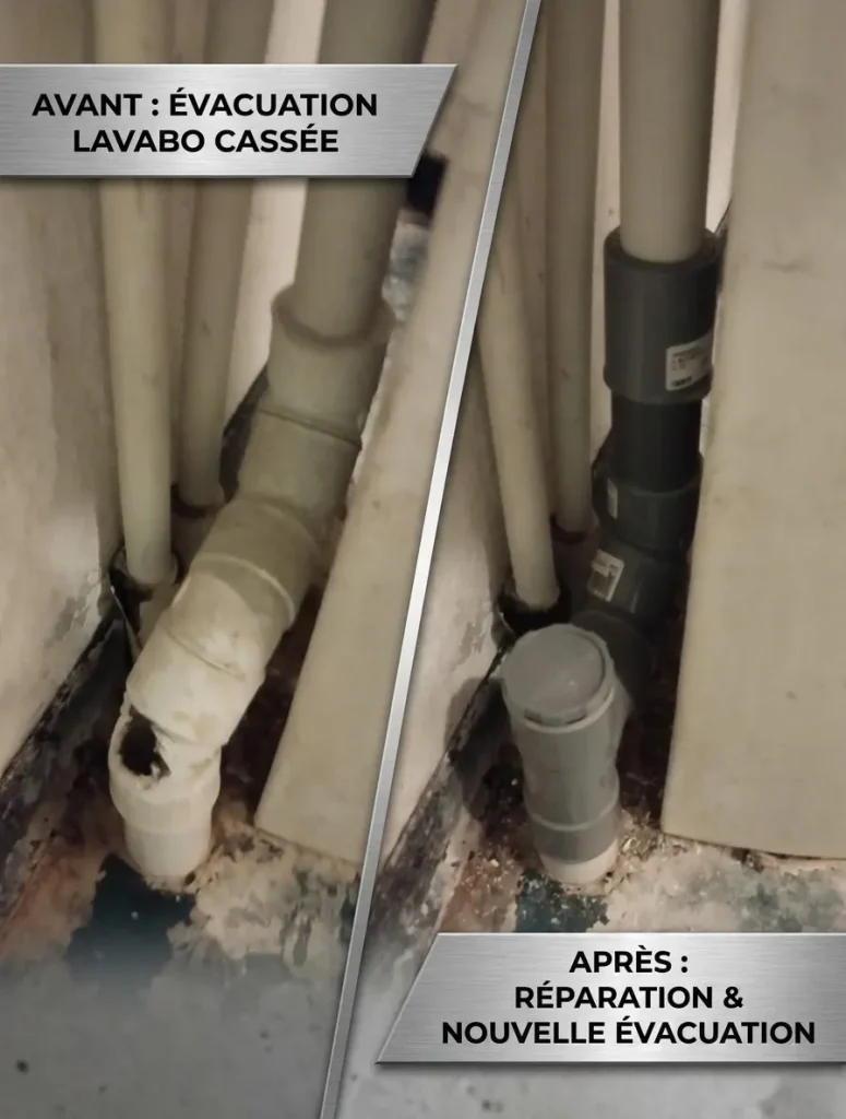 remplacement évacuation lavabo services plomberie Montpellier réalise par rlefebvre plomberie