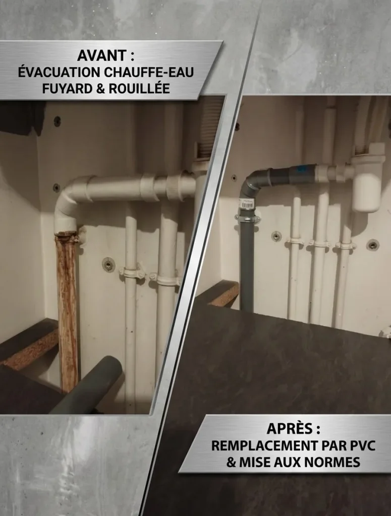 services plomberie Montpellier réparation évacuation chauffe-eau réalisé par rlefebvre plomberie