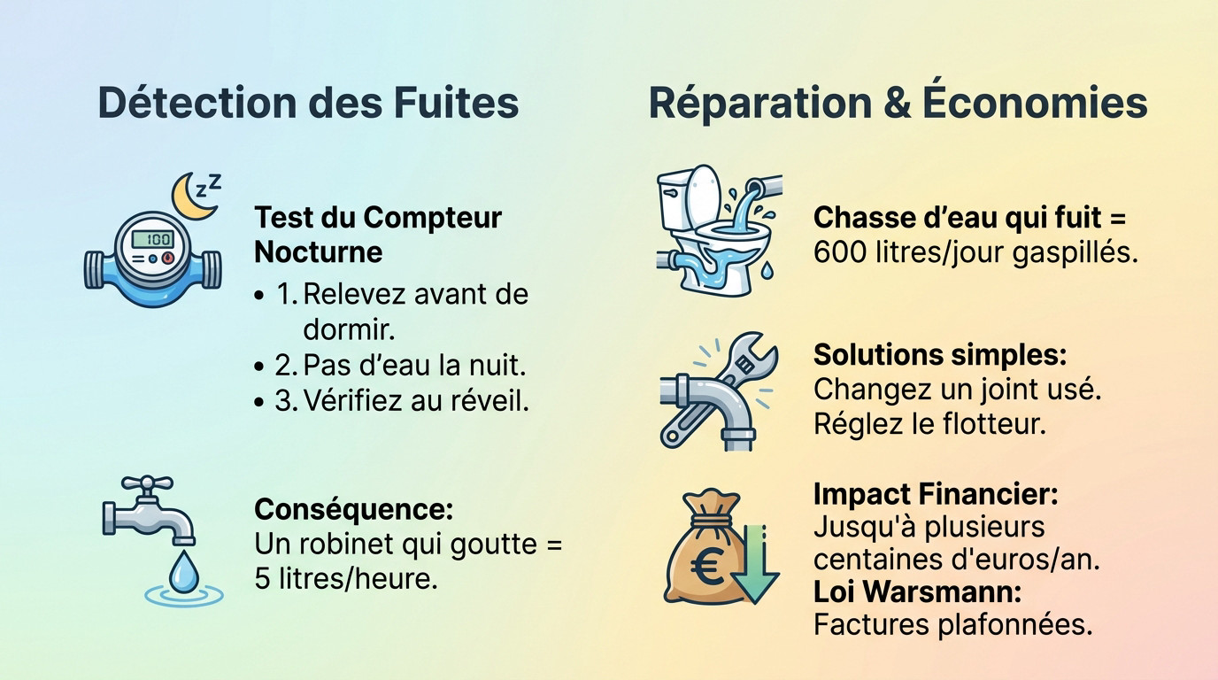 Détection et réparation de fuites d'eau pour économiser