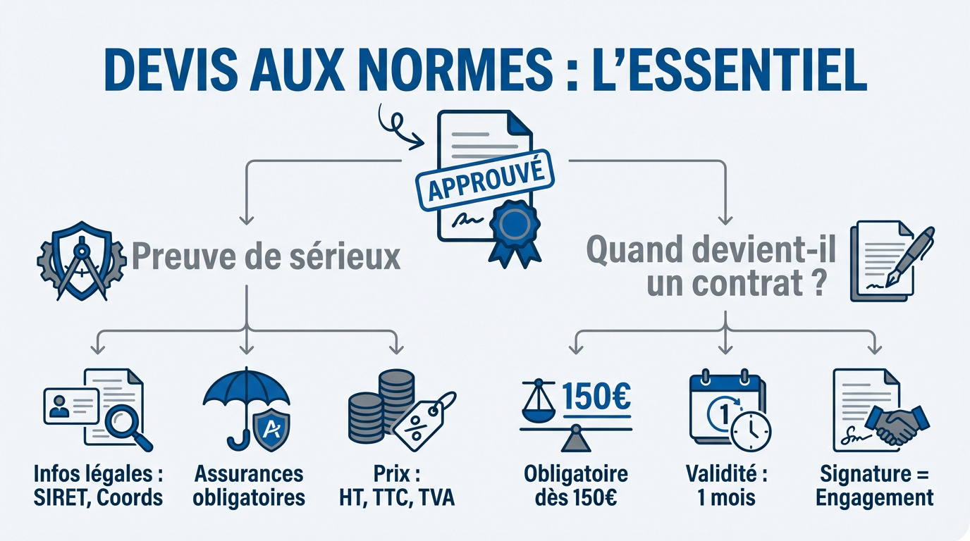 Vérification des éléments légaux sur un devis de plomberie professionnel