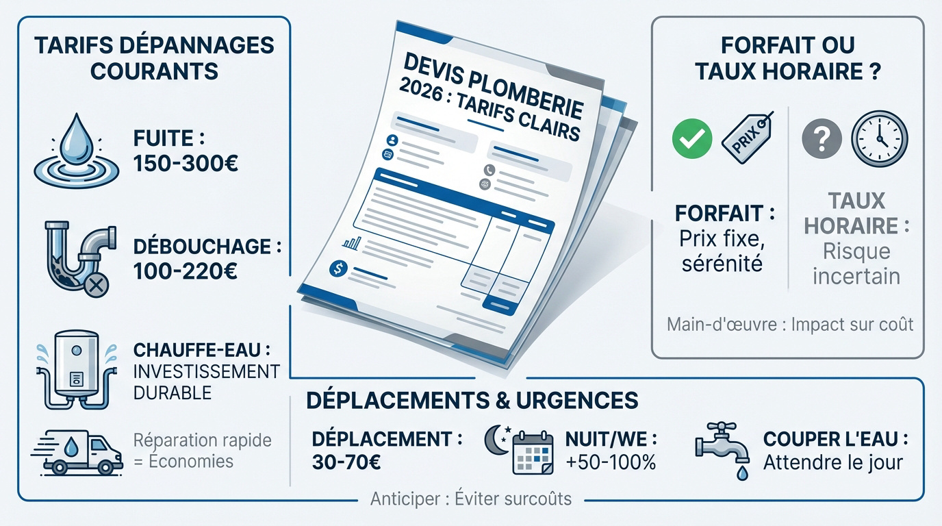 Tarifs pour un devis plomberie gratuit en 2026