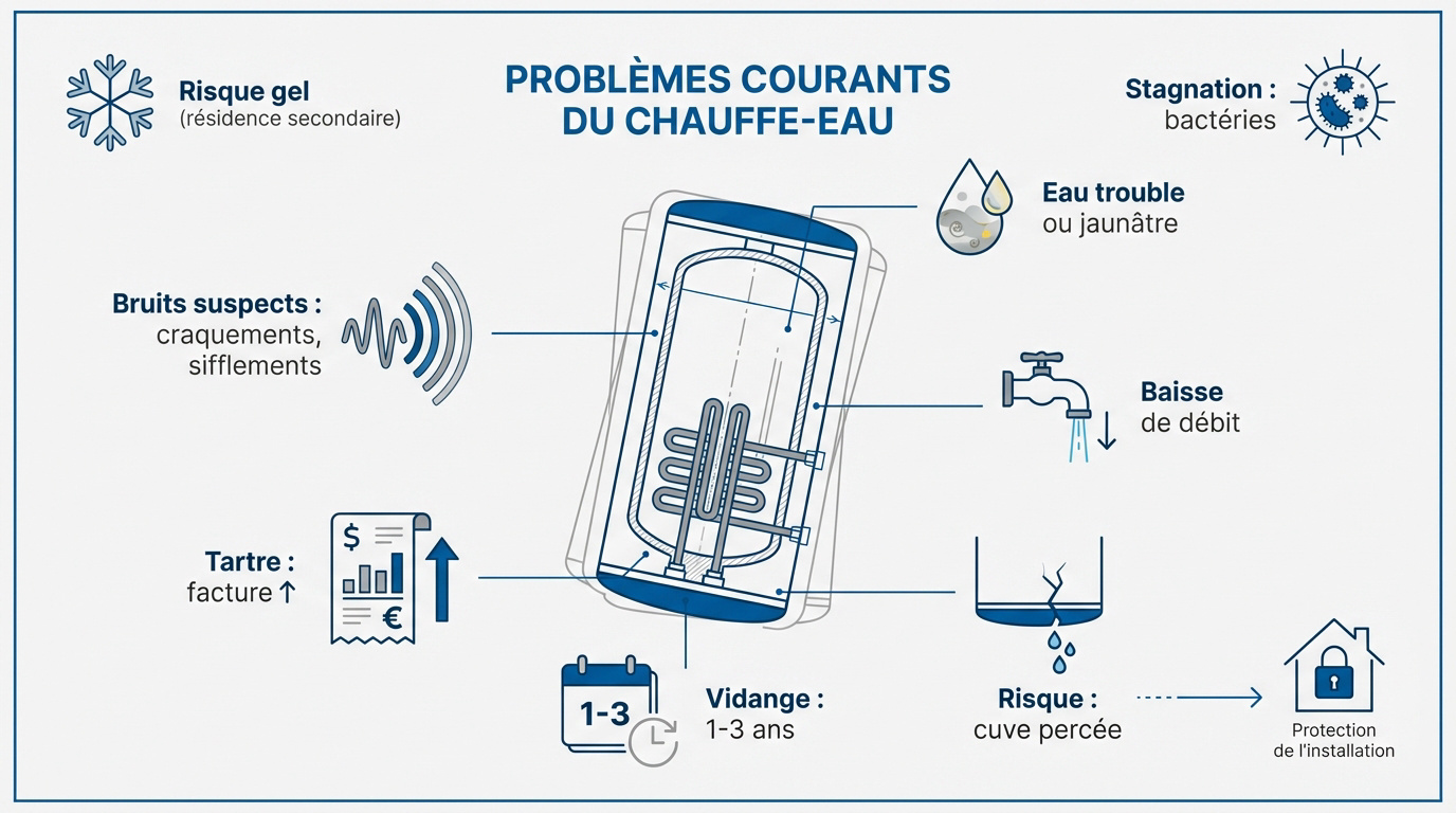 Problèmes courants de calcaire et de sédiments dans un chauffe-eau
